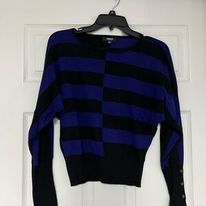 Premise Bold Black and Purple Striped Sweater.